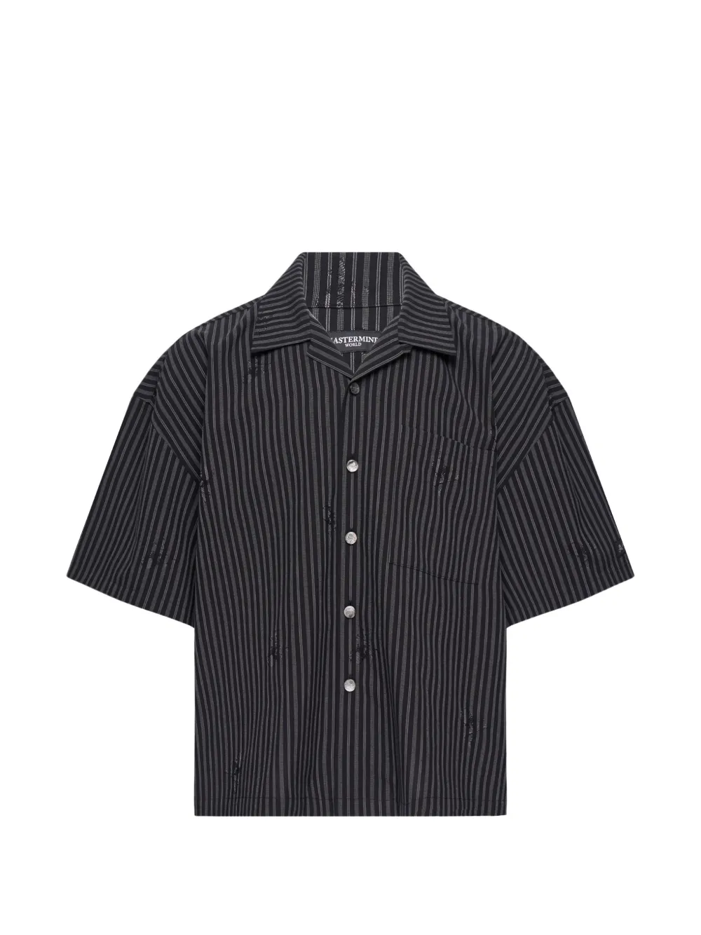 Mastermind Japan distressed striped shirt - Black