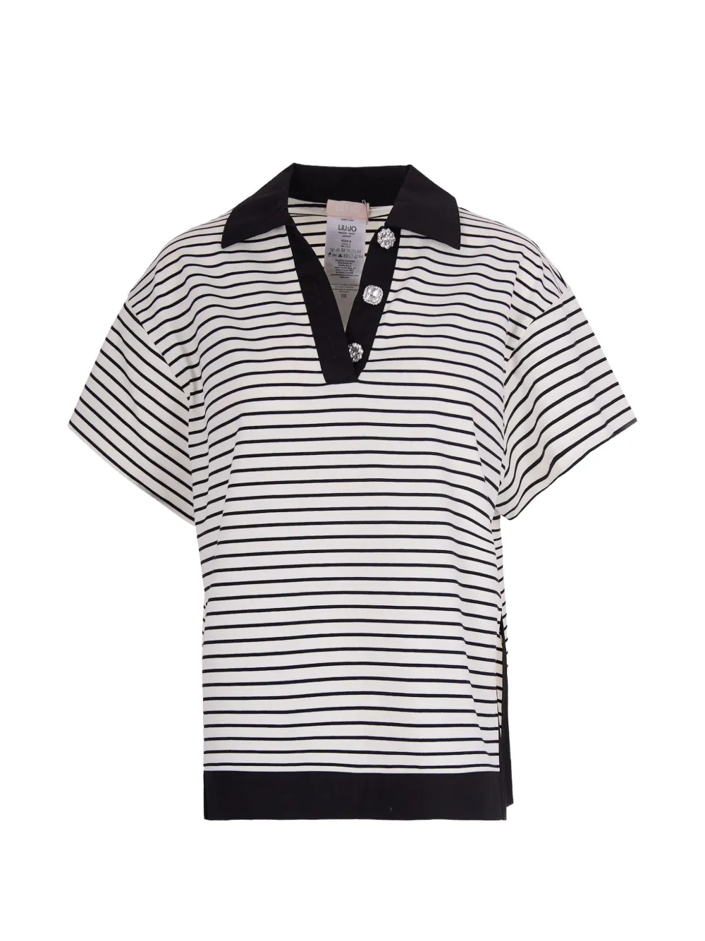 LIU JO striped embellished polo shirt - Bianco