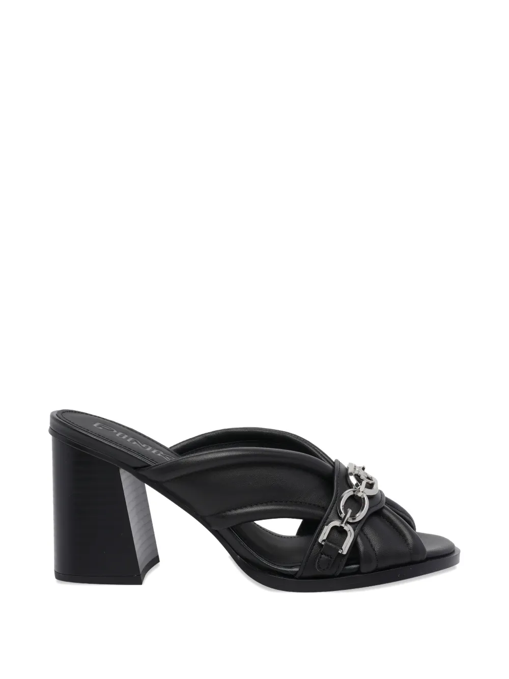 PINKO chain-detail round-toe leather pumps - Nero