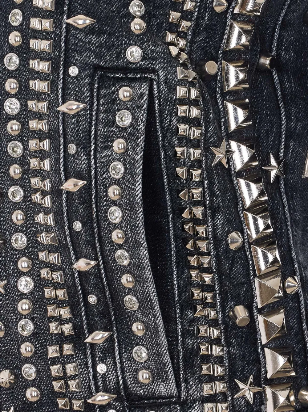  R13 Studded Hook-fastening Denim Jacket - Black 