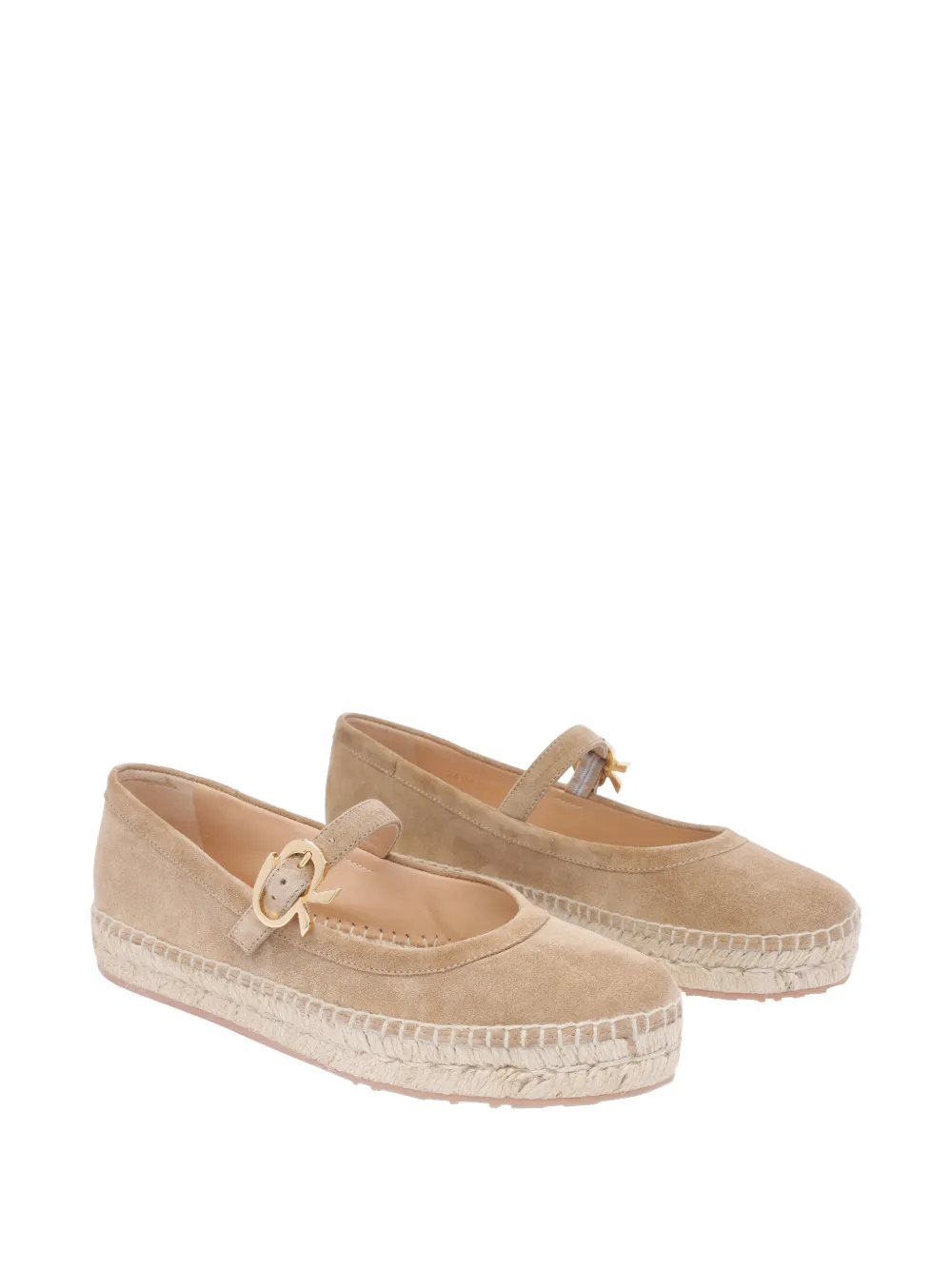 Gianvito Rossi Elda espadrilles met gesp Beige