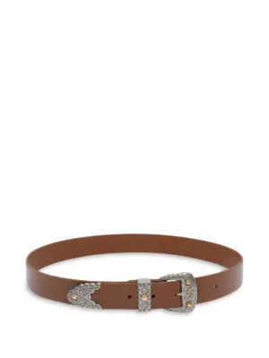 PINKO Leather Pearl Buckle Statement Belt PINKO Buckle Leather Belt | Brown | FARFETCH main image 2