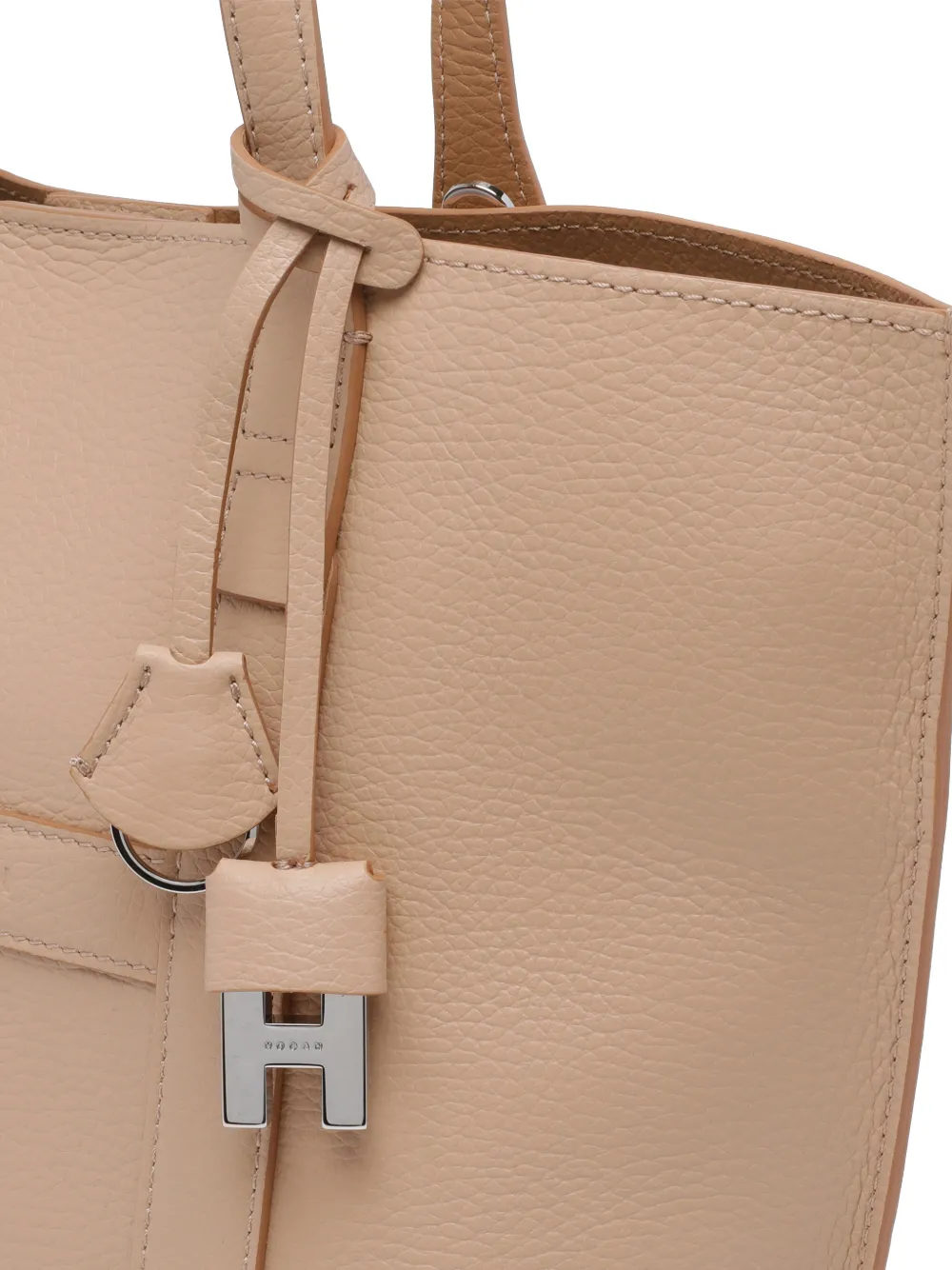 Hogan Script leren schoudertas Beige