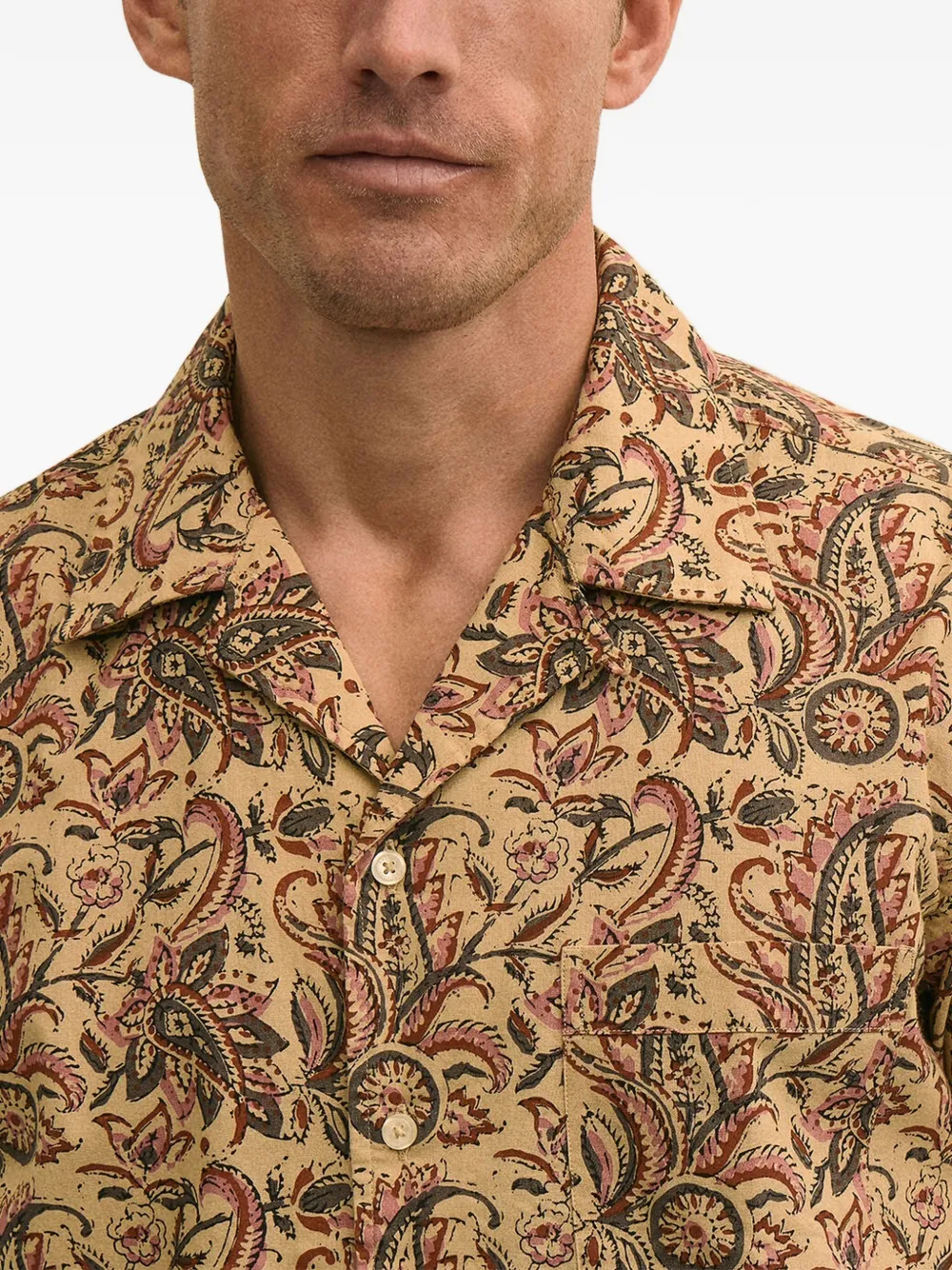  Brooks Brothers Block Print Camp Shirt - Neutrals 