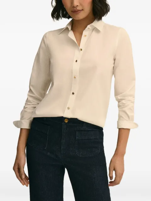 Brooks Brothers logo button poplin blouse