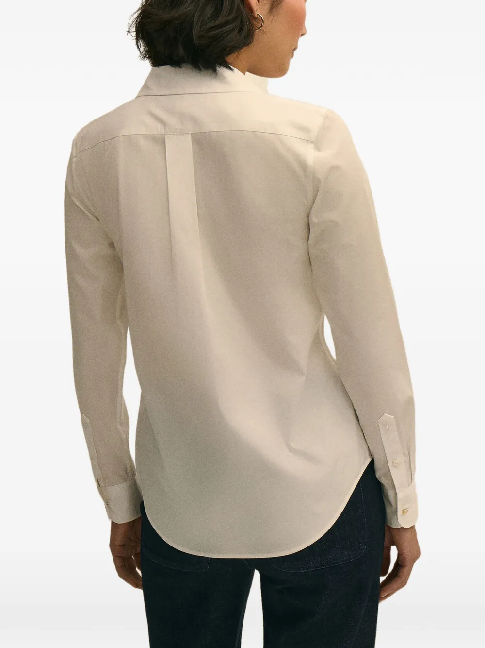 Brooks Brothers Popeline blouse met logoknoop Beige