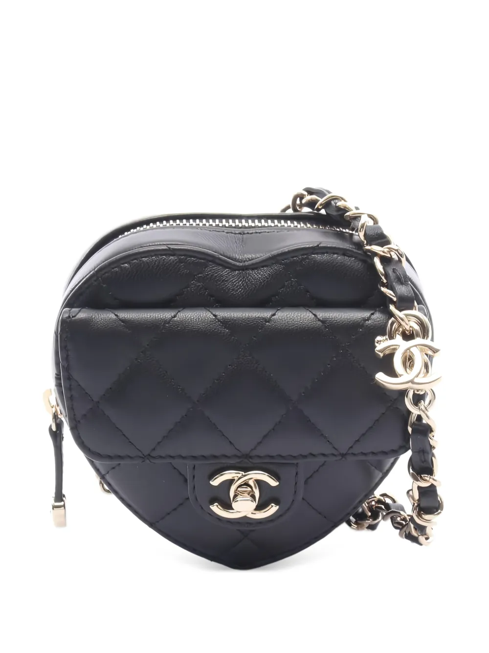 CHANEL Pre-Owned 2021 heart matelasse shoulder bag - Nero
