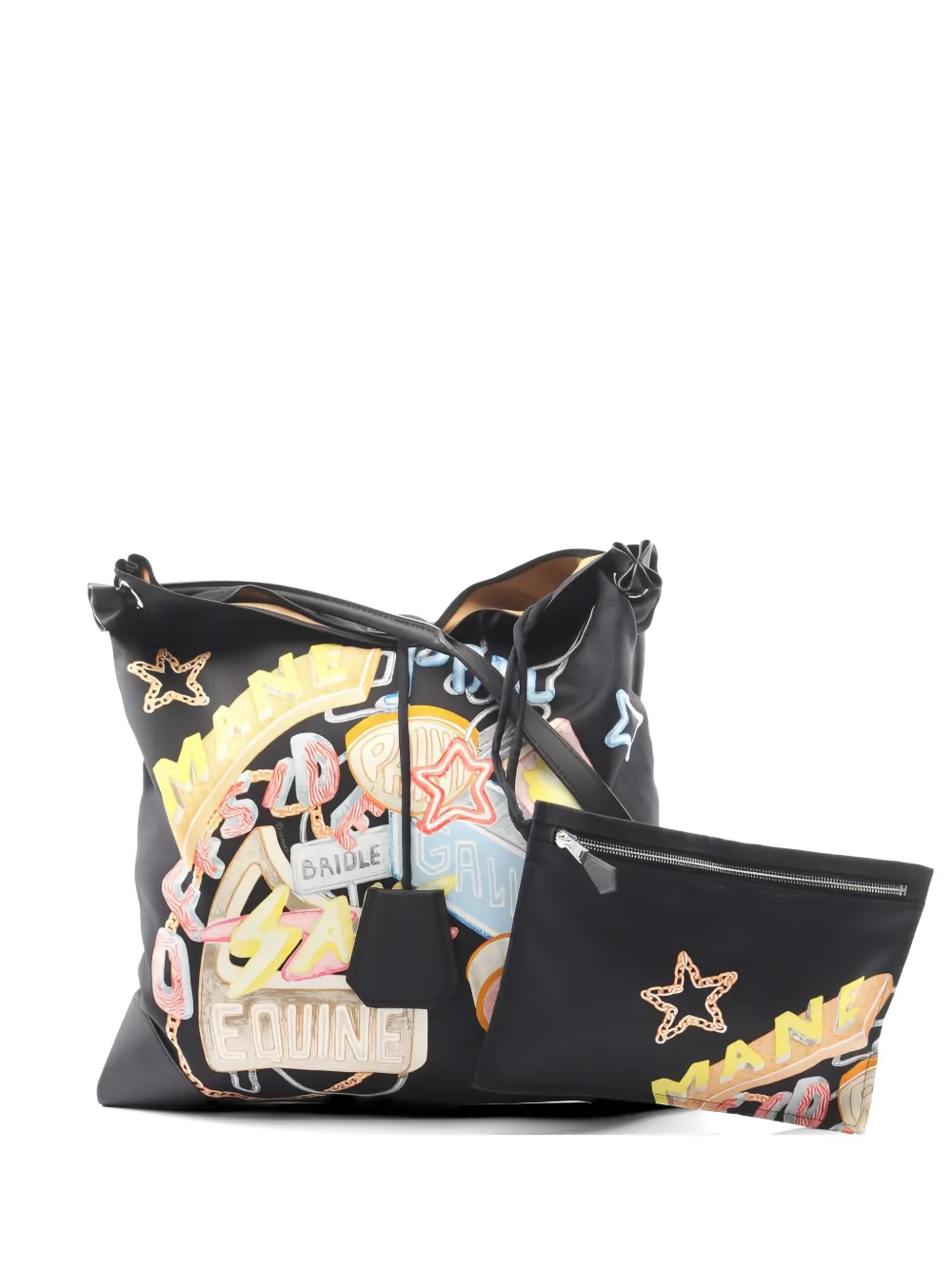 Hermès Pre-Owned 2023 Silky City PM printed leather shoulder bag - Nero