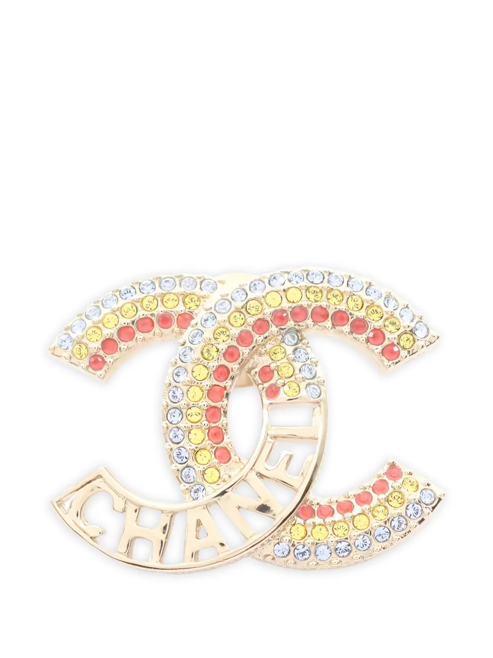 CHANEL Pre-Owned coco mark zirconia brooch - Oro