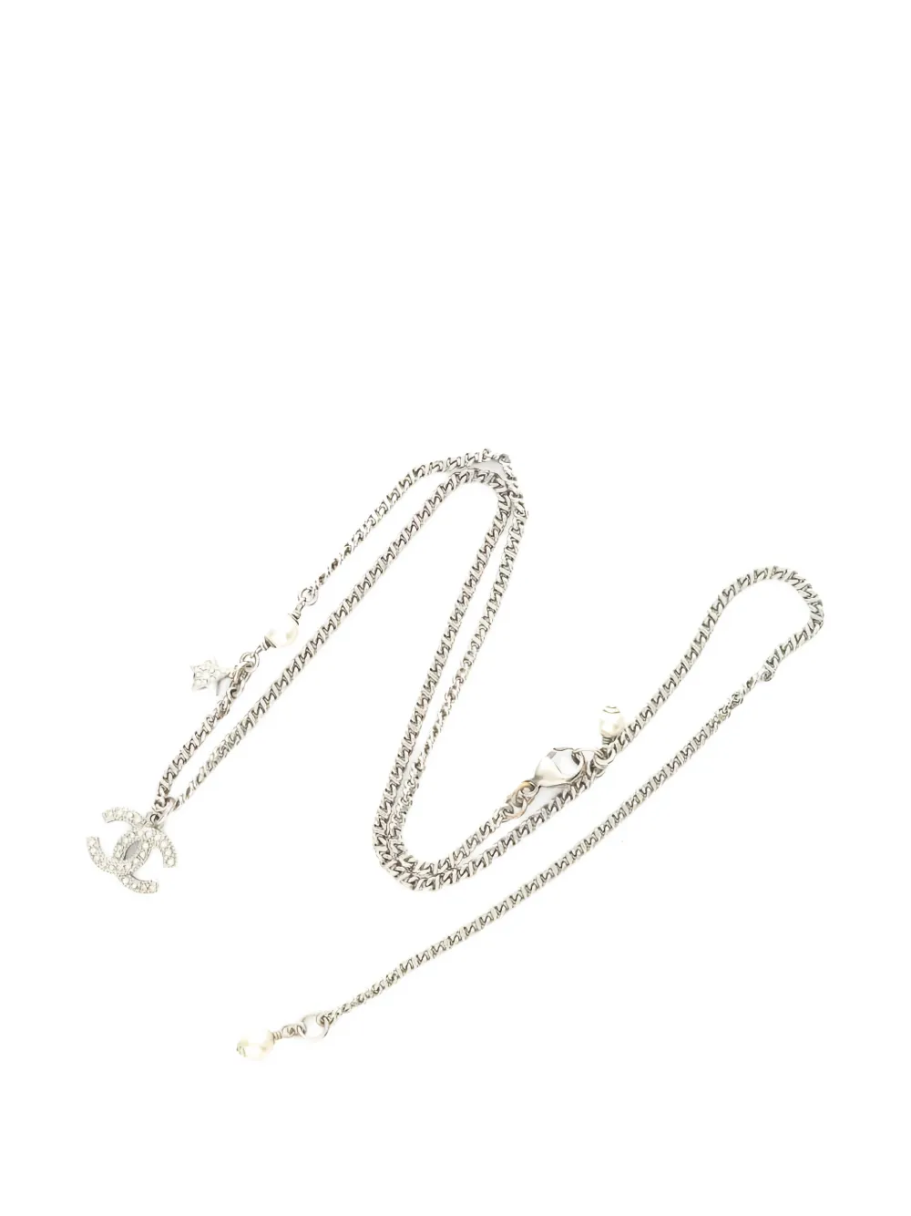 CHANEL Pre-Owned 1980s rhinestone necklace - Argento