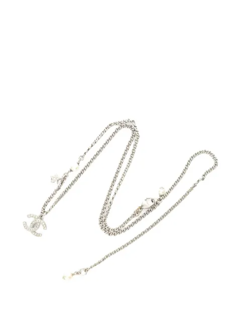 CHANEL Pre-Owned collar con detalles de strass 1980