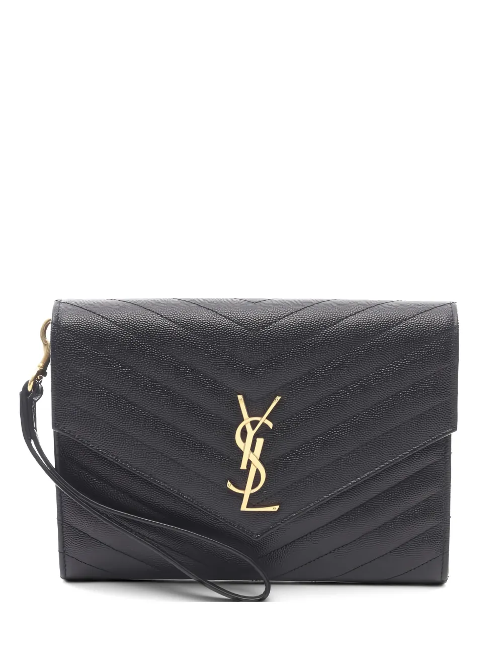 Saint Laurent Pre-Owned 10s logo-plaque clutch bag - Nero