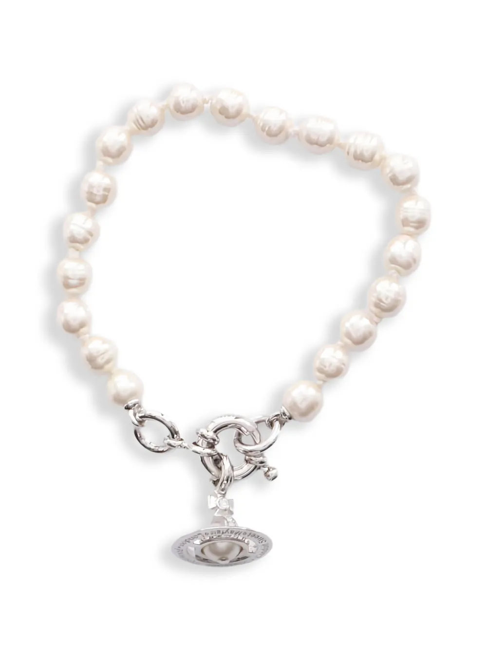 Vivienne Westwood Pre-Owned Bracciale Aleksa con perle e strass anni 2020 - Argento