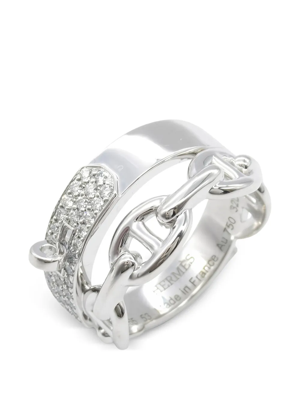Hermès Pre-Owned diamond chain ring - Argento