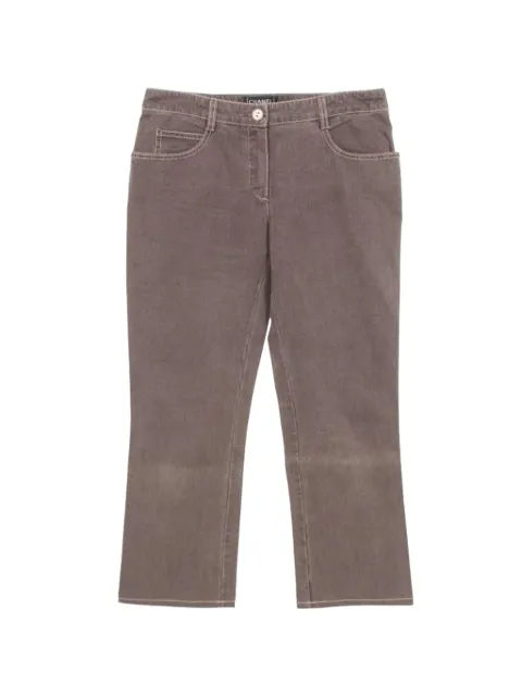 CHANEL Pre-Owned 1986-1988 logo plate denim trousers
