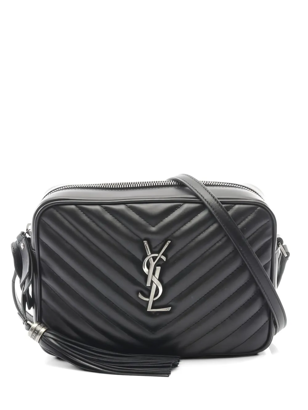 Saint Laurent Pre-Owned Lou chevron leather camera bag - Nero