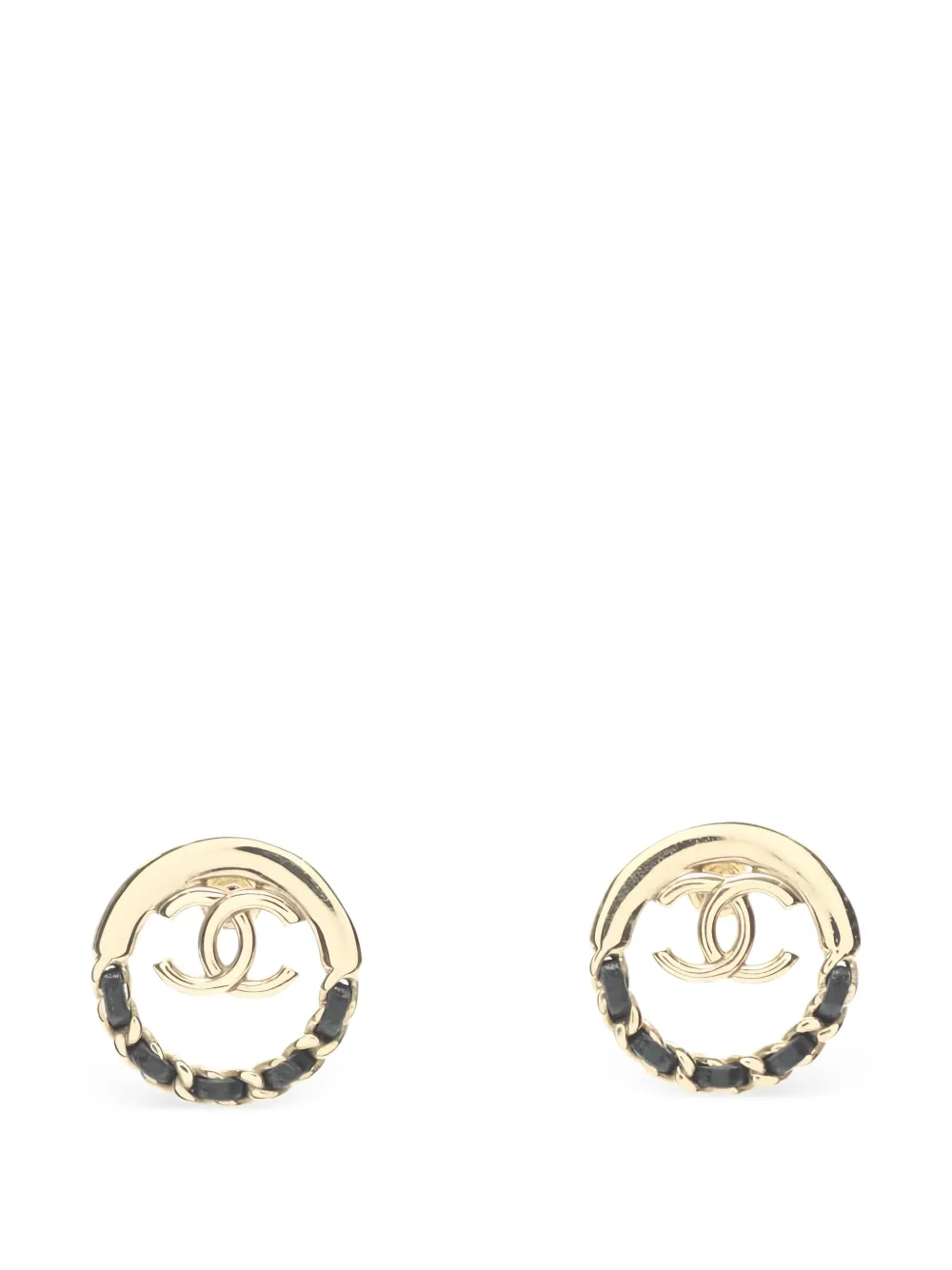 CHANEL Pre-Owned 1986 coco mark leather earrings - Oro