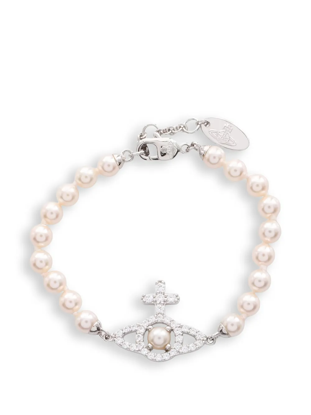 Vivienne Westwood Pre-Owned Bracciale Olympia Pearl con strass anni 2020 - Argento