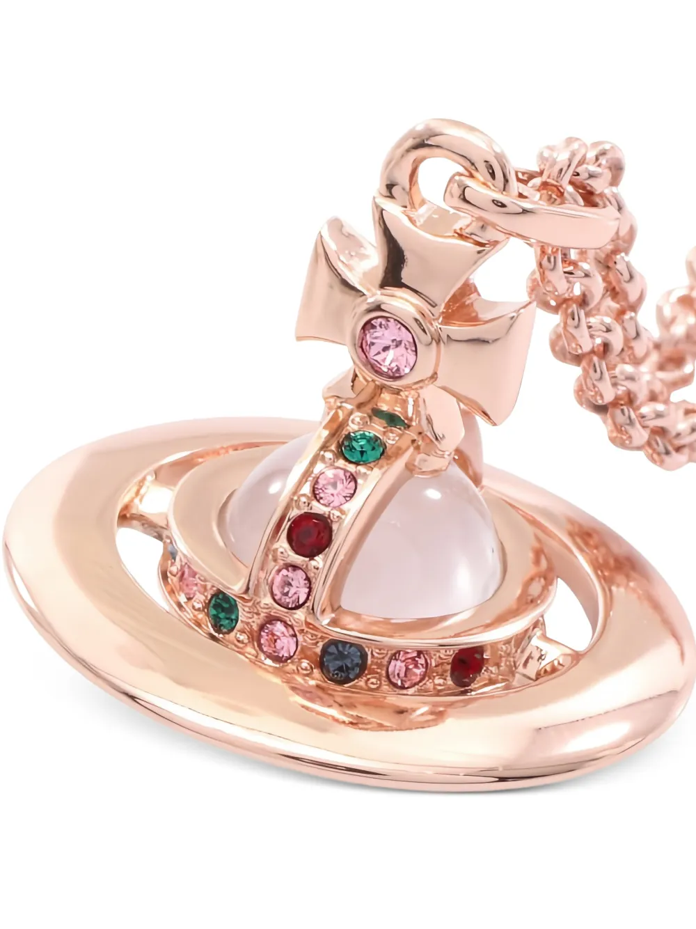Vivienne Westwood Pre-owned 20s New Petite Orb Pendant Rhinestone Necklace in Pink, view 2