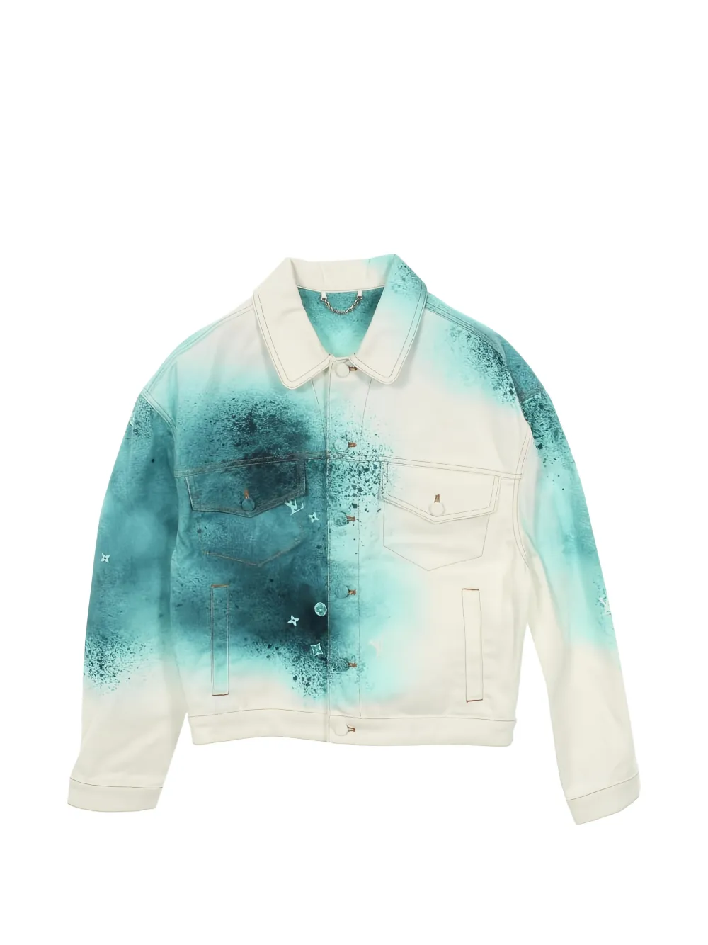 Pre-owned Louis Vuitton 1910s Spray-effect Denim Jacket In White