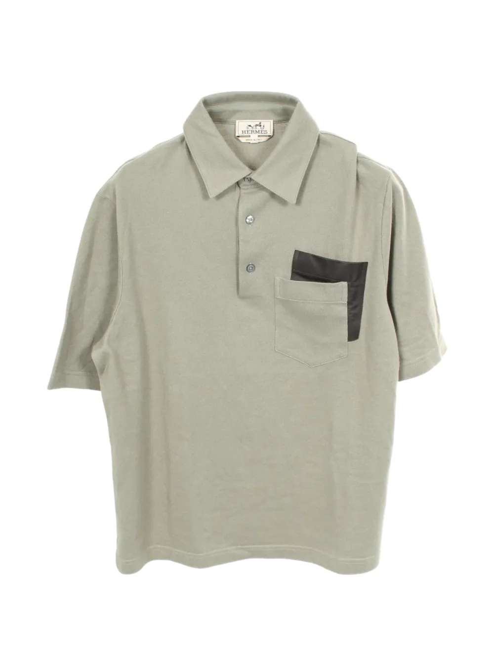 Hermès Pre-Owned 2010s Poloshirt mit Lederbesatz - Grün