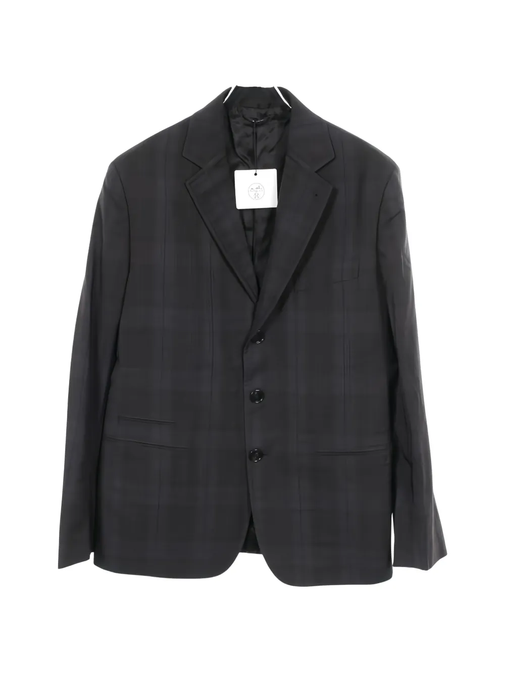 Pre-owned Hermes Tailored Plaid Wool Jacket In Black