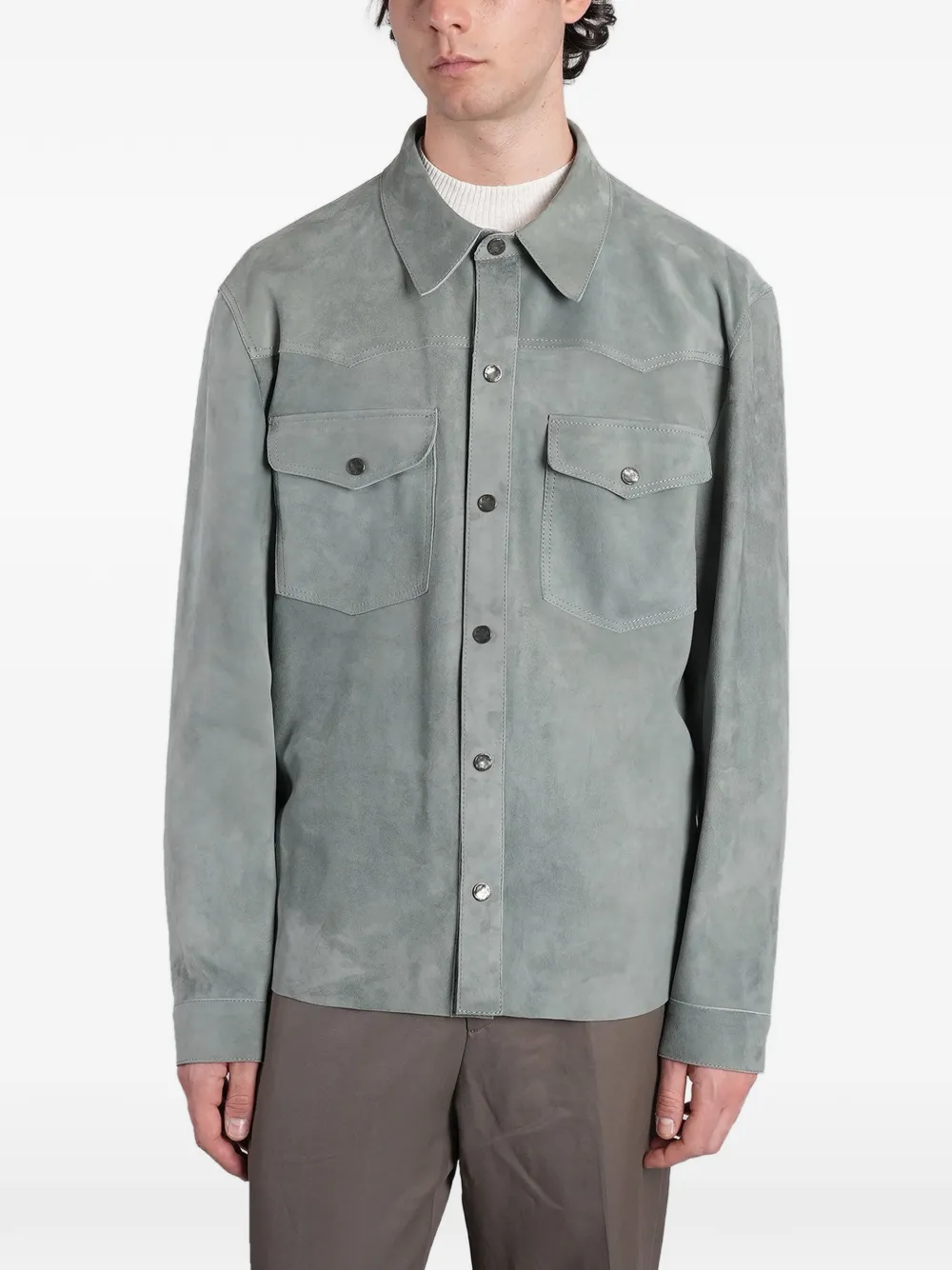 Salvatore Santoro suede western-style shirt jacket - Verde