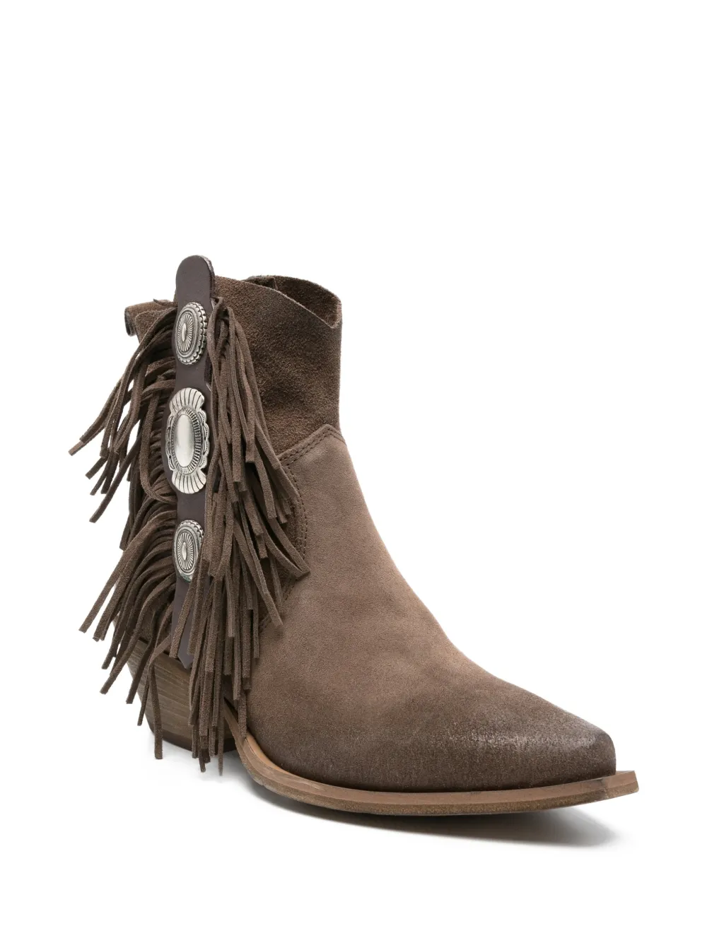  Metisse Fringed Ankle Boots - Brown 