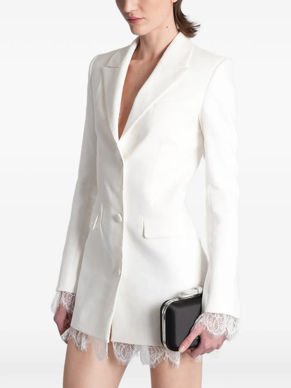 MACH & MACH Mini-jurk met afwerking van kant en uitgesneden details Wit
