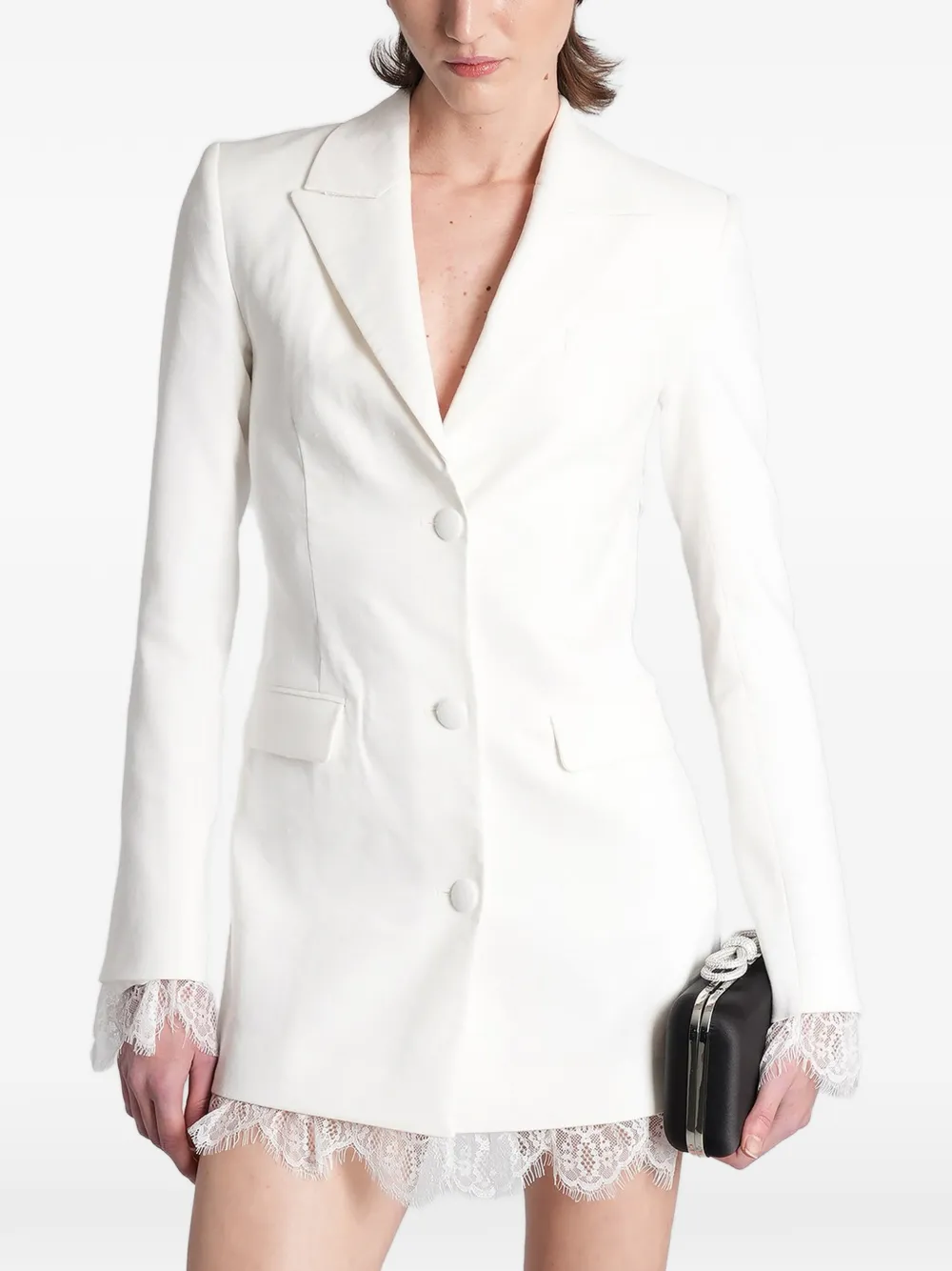 MACH & MACH lace-trim cut-out mini dress - Bianco