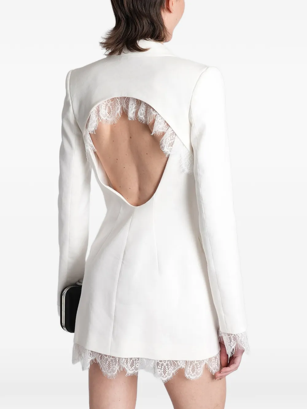 MACH & MACH Mini-jurk met afwerking van kant en uitgesneden details Wit