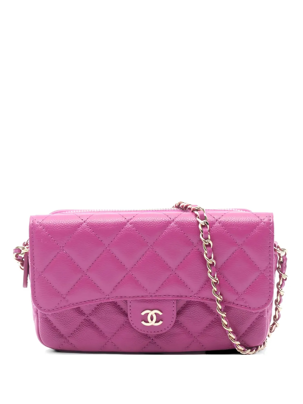 CHANEL Pre-Owned 2021 matelasse chain wallet - Rosa
