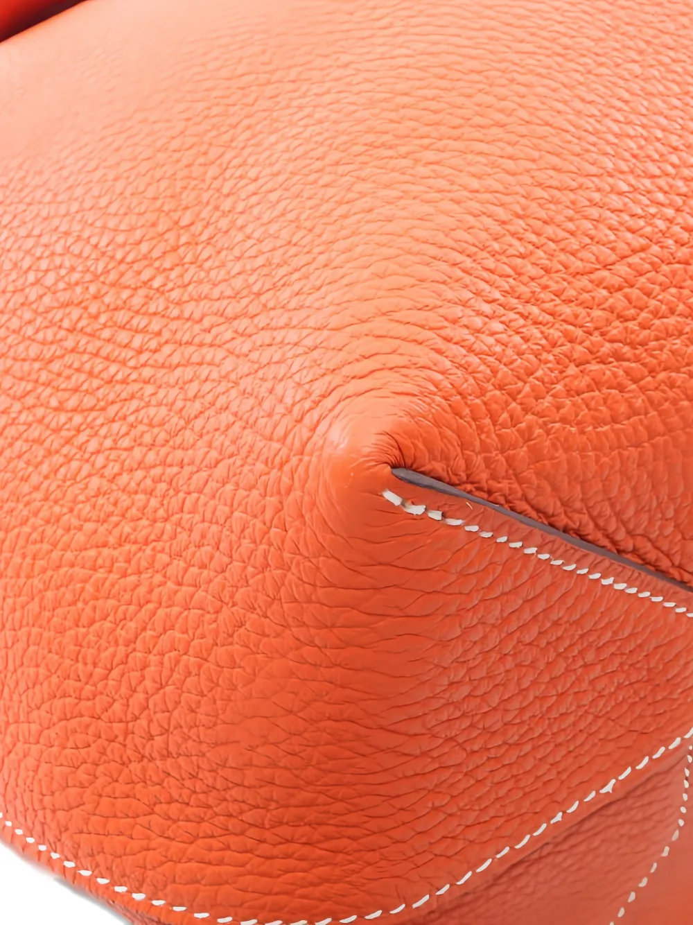 Hermès Pre-owned 2021 46 Cabas Orange Poppy Taurillon Clemence Leather Tote Bag, view 4