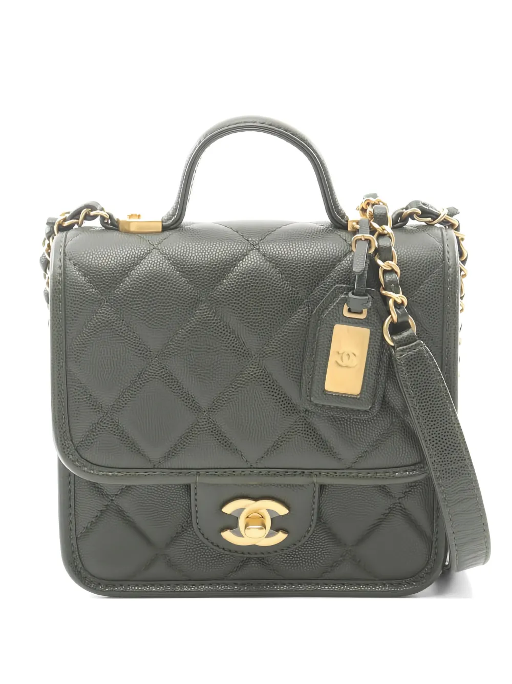 CHANEL Pre-Owned 2021 matelasse top handle shoulder bag - Verde