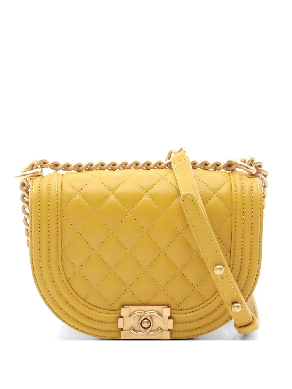 CHANEL Pre-Owned 2021 small Boy Chanel chain shoulder bag - Giallo