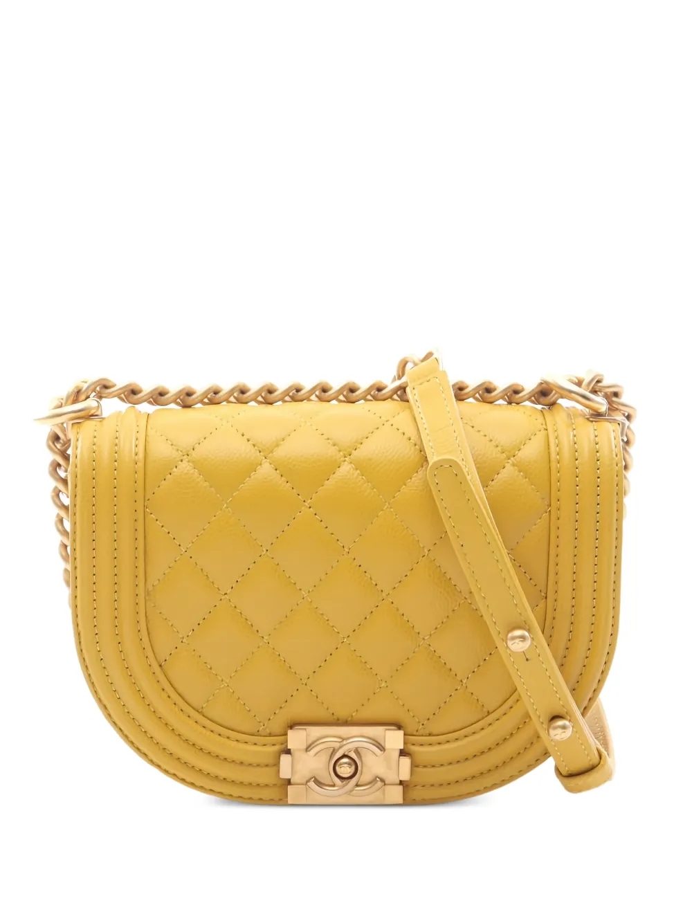 CHANEL Pre-Owned 2021 small Boy Chanel chain shoulder bag - Giallo