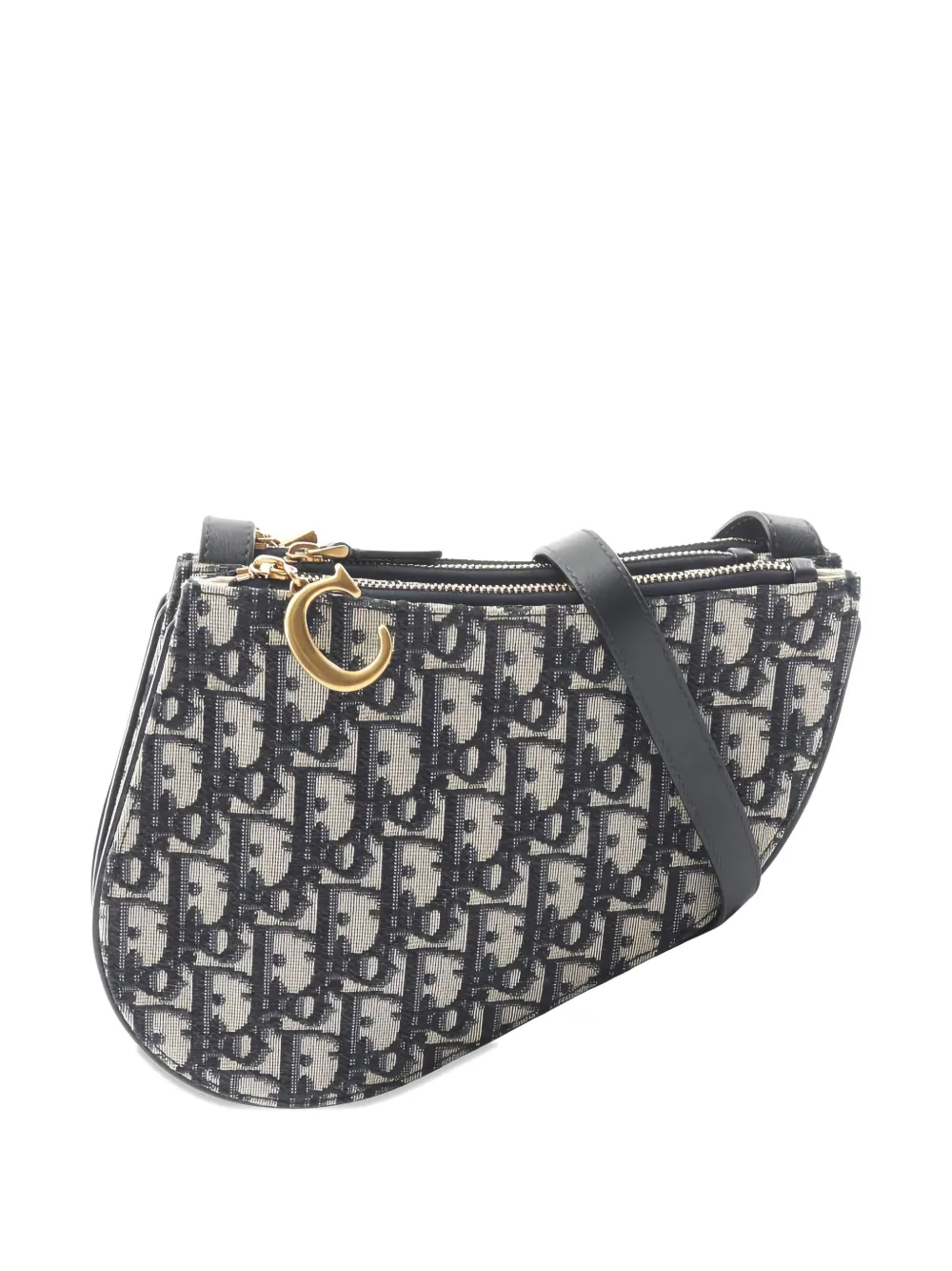 Christian Dior Pre-Owned 2010s Oblique leather saddle bag - Blu