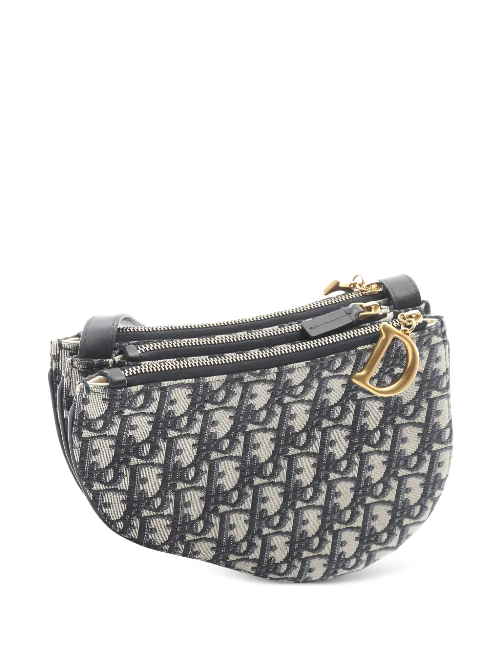 Christian Dior Pre-Owned 2010s Oblique leren Saddle tas Blauw