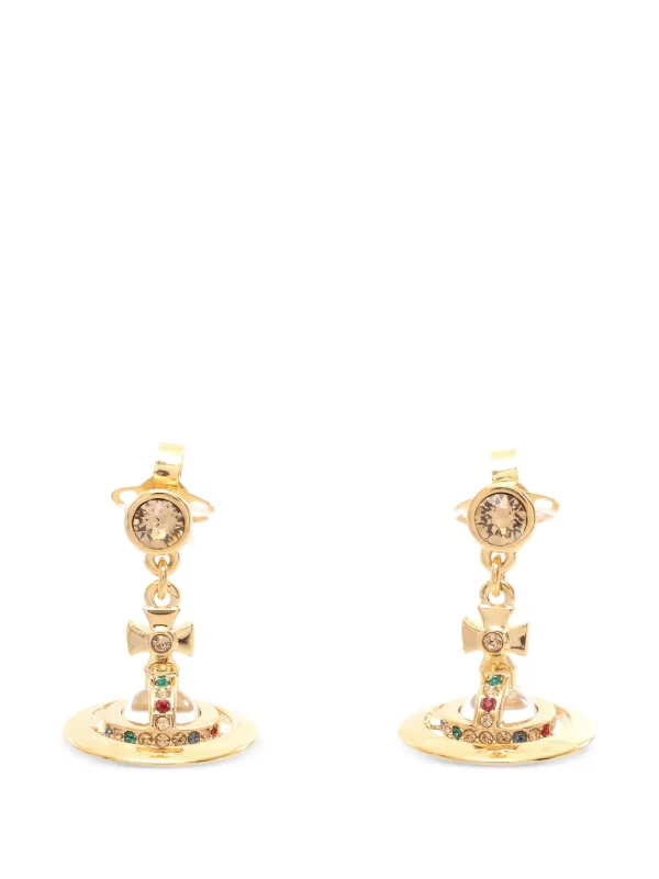 Vivienne Westwood Pre-owned 2020s Orb-rhinestone Earrings in Gold