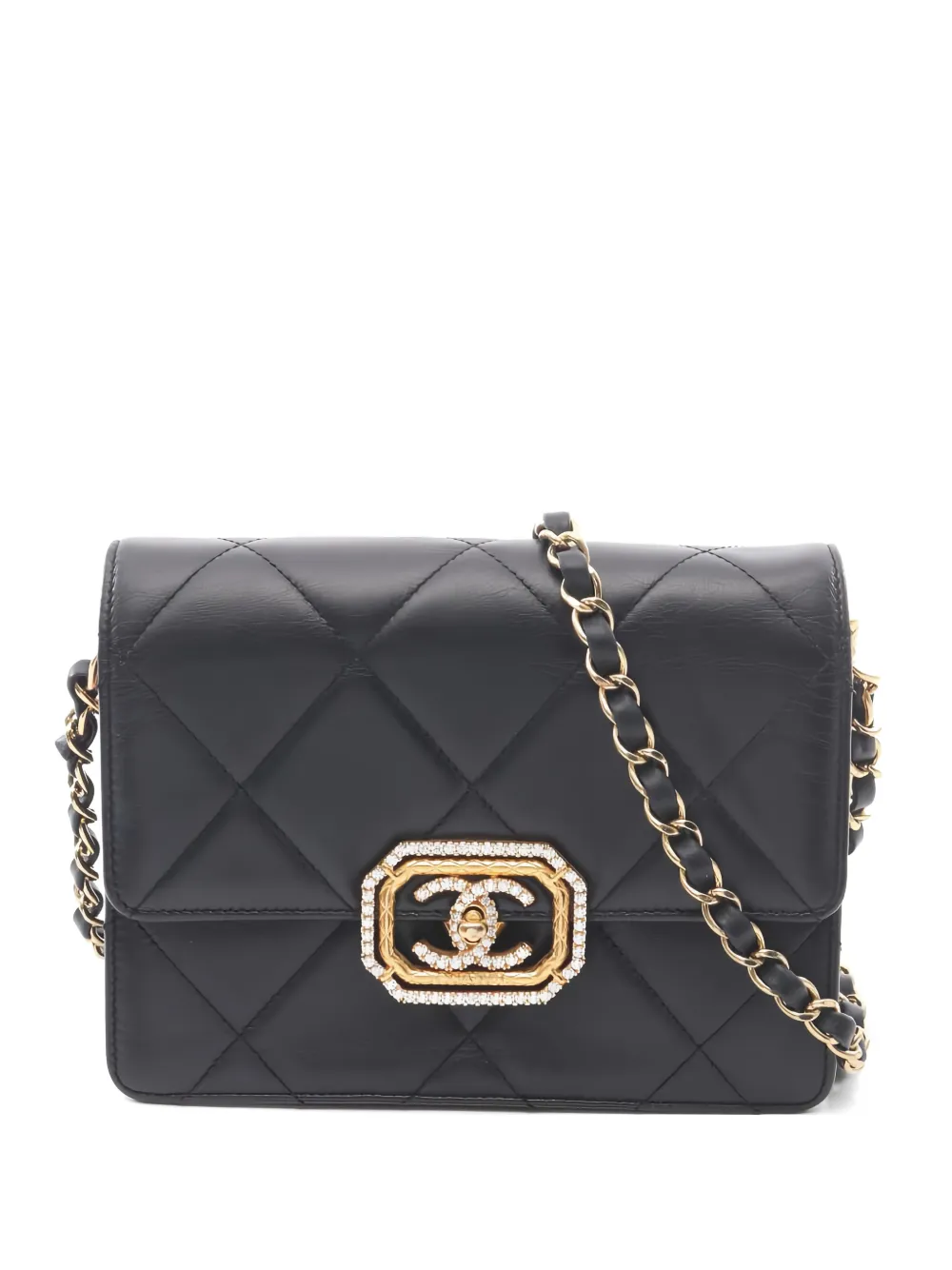 CHANEL Pre-Owned 2021 diamond-quilting chain-strap shoulder bag - Nero