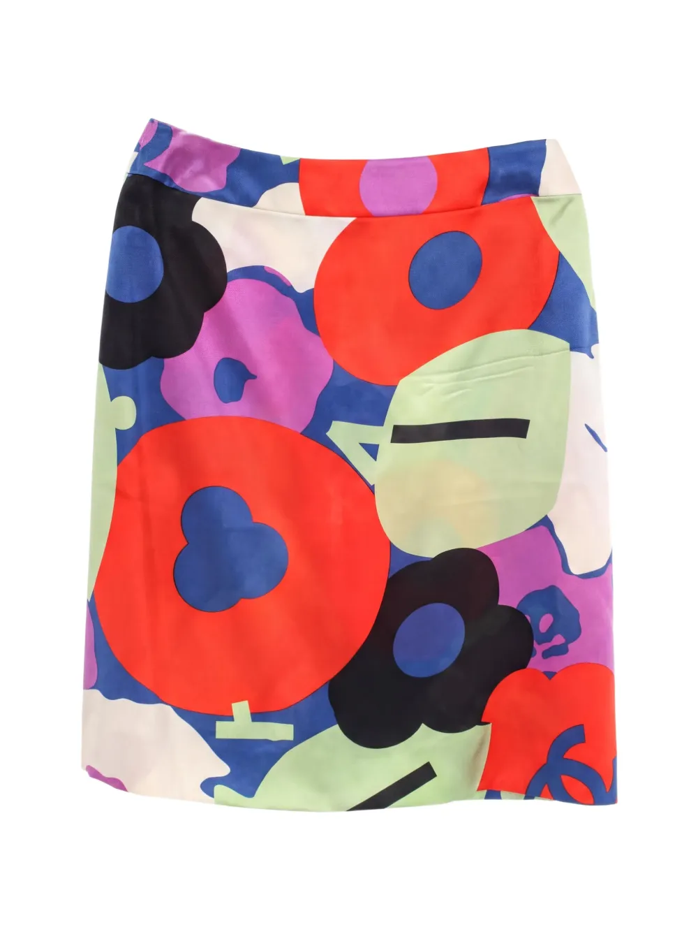 CHANEL Pre-Owned 1980s all-over pattern silk skirt - Blu