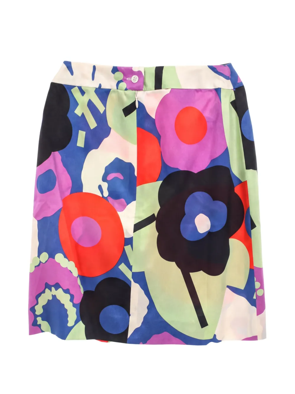 CHANEL Pre-Owned 1980s all-over pattern silk skirt - Blue