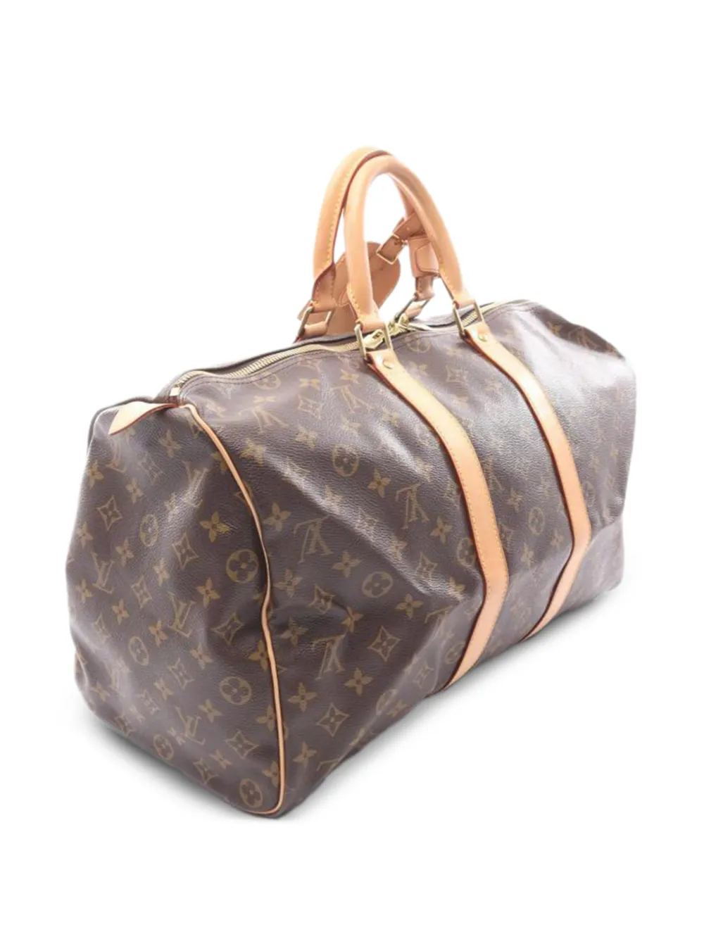Louis Vuitton Pre-Owned 2003 45 Keepall leren Boston tas met monogram Bruin