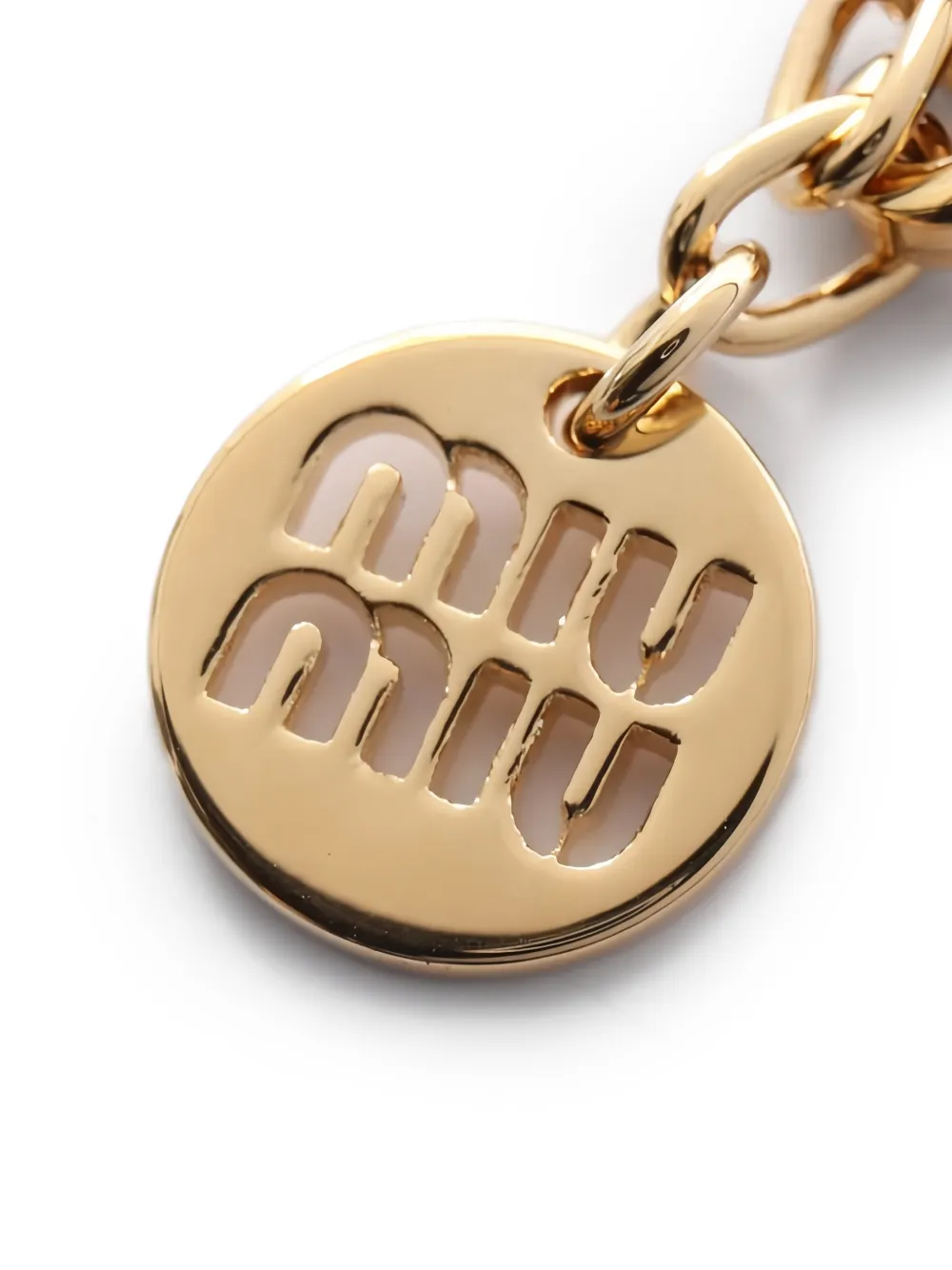 Miu Miu Pre-owned 20s Logo Enamel Bracelet in Gold, view 5