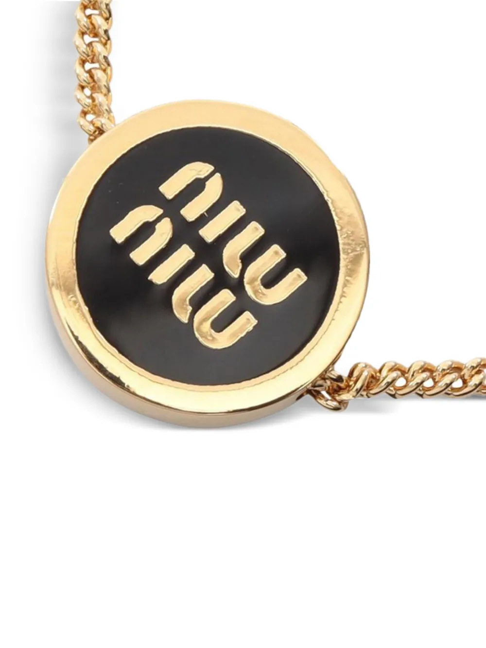 Miu Miu Pre-owned 20s Logo Enamel Bracelet in Gold, view 3