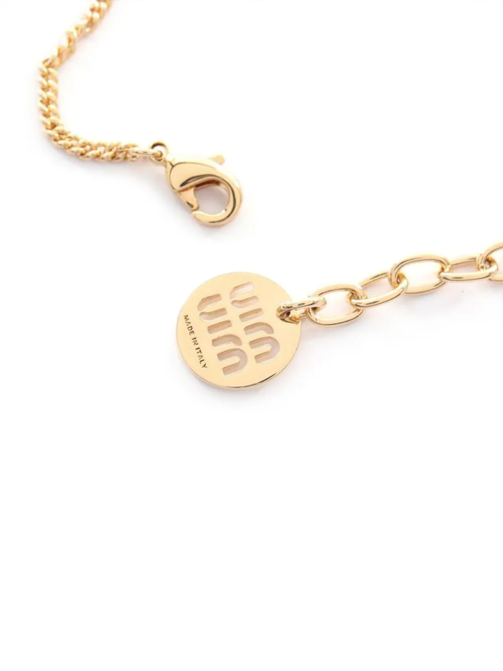 Miu Miu Pre-owned 20s Logo Enamel Bracelet in Gold, view 4