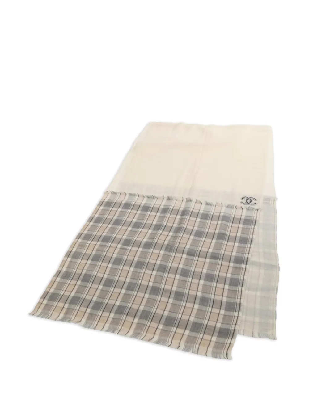 CHANEL Pre-Owned 1986-1988 Cocomark Check cashmere scarf - Toni neutri