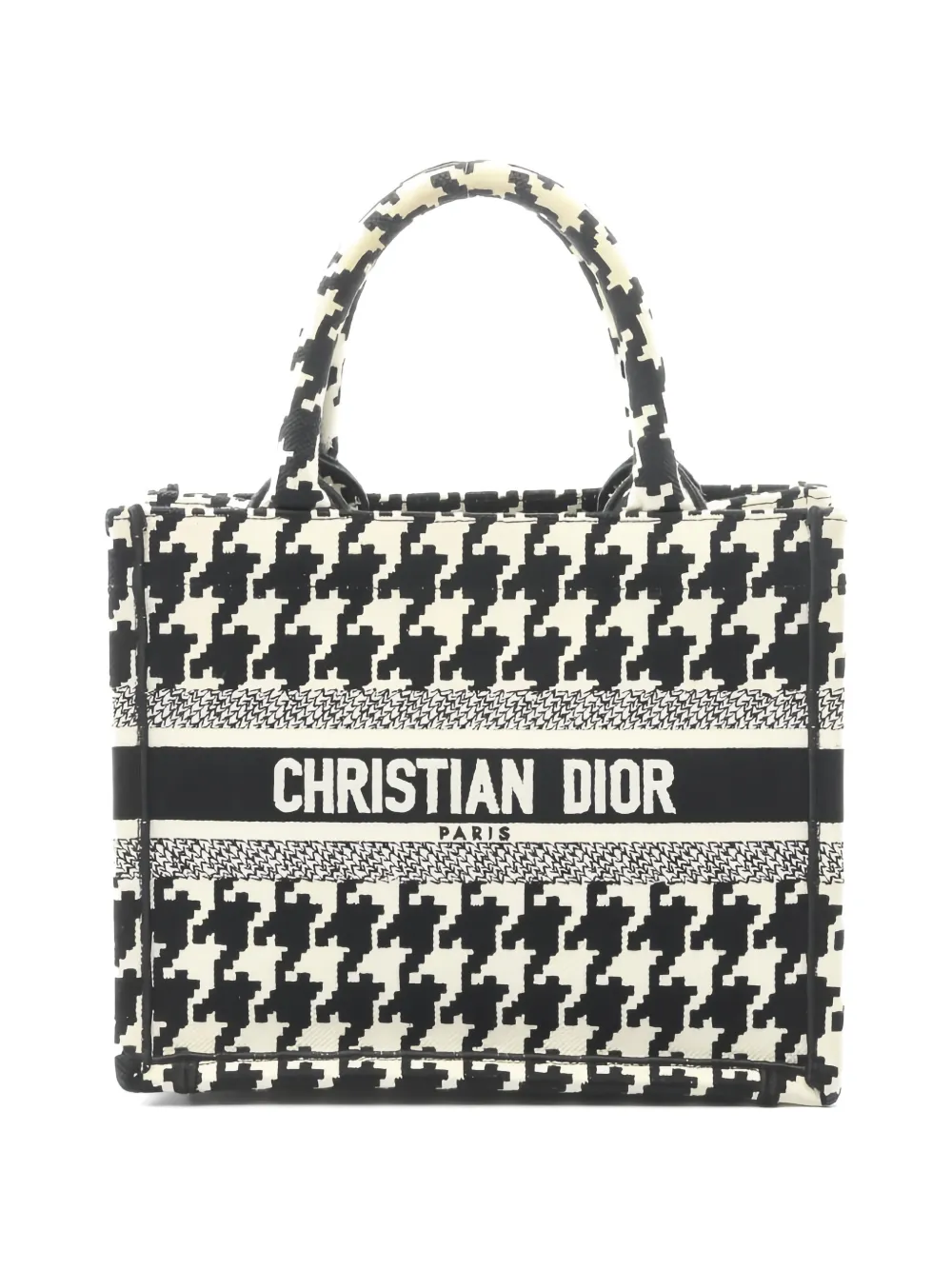 Christian Dior Pre-Owned 2000s small Book Tote houndstooth tote bag - Black