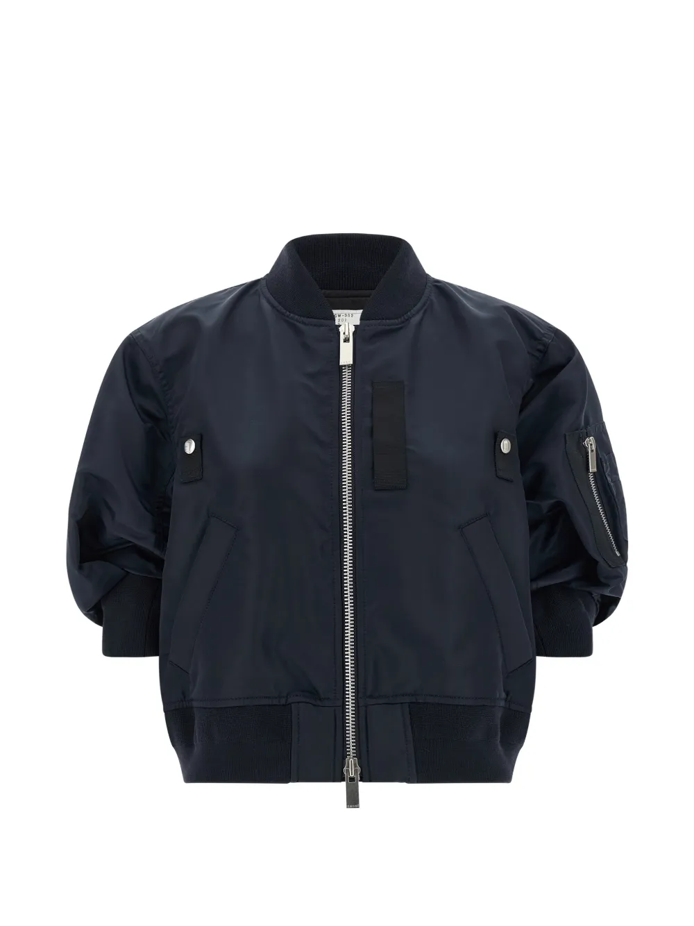 sacai three-quarter sleeve bomber jacket - Blu
