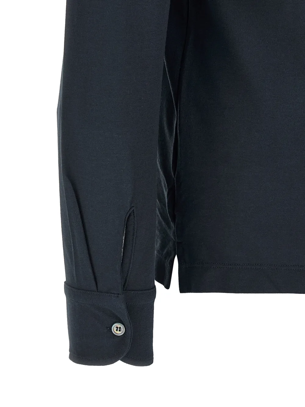 Zanone Poloshirt met knopen en lange mouwen Blauw